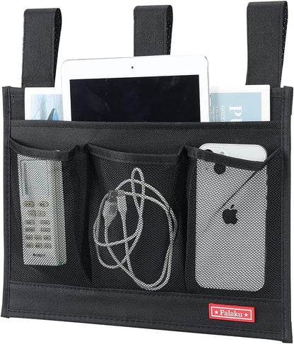 Falaku Hanging Bedside Caddy,Bedside Organizer Caddy for Bed Rails(4 Pockets-Black)