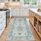 Area Rugs 3'x7' Washable Non-Slip, Floral Vintage Distress Print Pattern Medallion Carpet for Living Room Bedroom Dining Room, Light Blue Navy Beige Gray White