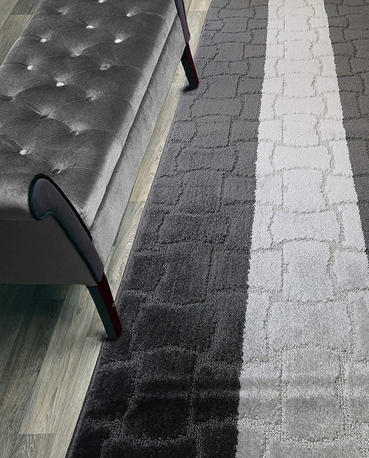 Custom Length Hallway Runner Rug,Slip Resistant,Puzzle Anthracite, 26 Inch X 30 feet, Sold and Priced Per Foot
