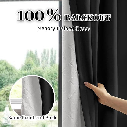 Soundproof 100% Blackout Curtains 80 inches, 3 Layers Thermal Insulated Back Tab Drapes for Door Window Nursery Divider Living Room, with Pin Hooks Black 50x80 Inch 1 Panel