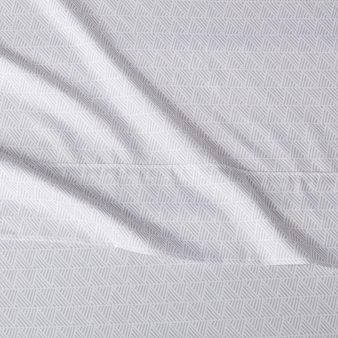 Amazon Basics Lightweight Super Soft, Comfortable Easy Care Microfiber 4 Piece Bed Sheet Set with 14-Inch Deep Pockets, Queen, Gray Crosshatch, Printed