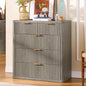 LEYAOYAO Fluted 5 Drawers Dresser for Bedroom, 34" Tall Modern Chest of Drawers with Metal Handle, Curved Profile Design,Grey Wood Drawer Organizer for Bedroom, Living Room, Hallway, Entryway