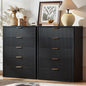 LEYAOYAO Fluted 5 Drawers Dresser Set of 2, 41" Tall Modern Chest of Drawers with Metal Handle, Curved Profile Dresser TV Stand, Wooden Drawer Organizer for Bedroom, Living Room, Hallway, Lightgrey