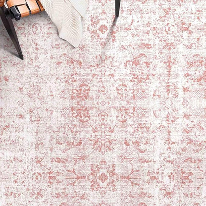 vivorug 5x7 Area Rugs - Ultra-Thin Washable Rug with Non-Slip Backing, Ideal for Living Room, Bedroom, Dining Room Indoor - Vintage, Easy Clean, Durable, Low Pile Rug Pink