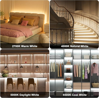 PAUTIX COB LED Strip Light White CCT Tunable 4800LEDs,CRI90+ 24ft/7.5m Dimmable 2700K-6500K 24V LED Tape Light,for Under Cabinet Bedroom Kitchen TV Mirror DIY Lighting(Adapter & Dimmer NOT Included)
