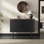 47''W x 32''H Black Buffet Sideboard Cabinet with Storage, Fluted Accent Storage Cabinet with Curvy Edge; Sliding Door, Freestanding Credenza, Console Table for Living Room, Kitchen, Hallway