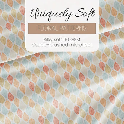 Linen Market Patterned Microfiber Queen Sheet Set 4 Piece – Oeko-TEX Certified Ultra Soft & Wrinkle-Free - 16" Deep Pocket Sheets - Easy Care Queen Size - Fall Foliage Yellow