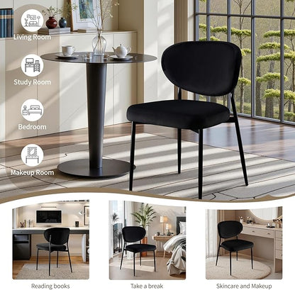 Black Dining Room Chairs Set of 6 Velvet 58D Memory Foam Upholstered Dining Chairs with Ergonomic Back & Swivel Leveling Feet Modern Armrest Kitchen Chairs for Restaurant/Dining Table/Vanity
