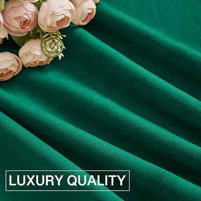 StangH Emerald Green Velvet Curtains Blackout - Classic Solid Christmas Decorative Thermal Insulated Blackout Window Drapery for Living Room/Holiday Fete, W52 x L96-inch, 2 Panels