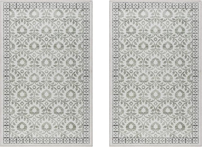 Gertmenian Indoor Boho Accent Rug - 2x4 Extra Small (2-Pack), Non Slip, Super Strong, Ideal for High Traffic Areas in Bedroom, Office, Kitchen - Esme, Sage, 24572