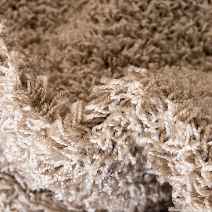 Unique Loom Solid Shag Collection Area Rug (8' x 10' Oval, Taupe)
