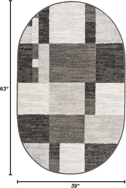 Unique Loom Autumn Collection Area Rug - Providence (3' 3" x 5' 3" Oval, Gray/ Ivory)