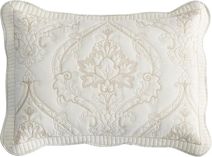 CHIXIN Microfiber King Pillow Shams Set of 2 - Quilted Decorative Pillow Covers - Ivory-Yellow - Size (20" x 36")