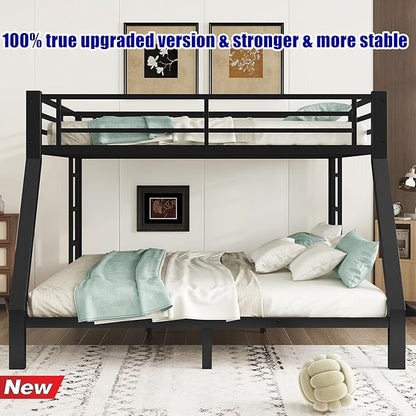 SIGONE Stronger & Safer Heavy Duty Queen Over King Size Bunk Bed for Adults Teens, Thickened More Stable Metal Bunkbed Frame (Greater Weight Capacity) (Queen Over King)