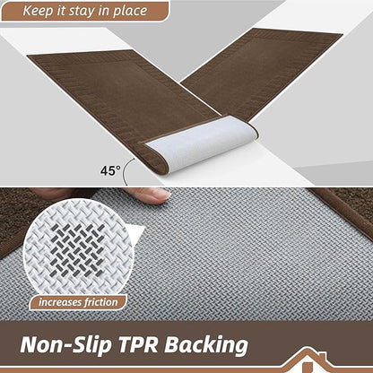 BEQHAUSE Door-Mat Non-Slip Front Doormat Low-Profile Entrance Mats for Front Door Entry Resist Dirt Washable Doormat Absorbent Entryway Door Mat,Brown,36"x60"