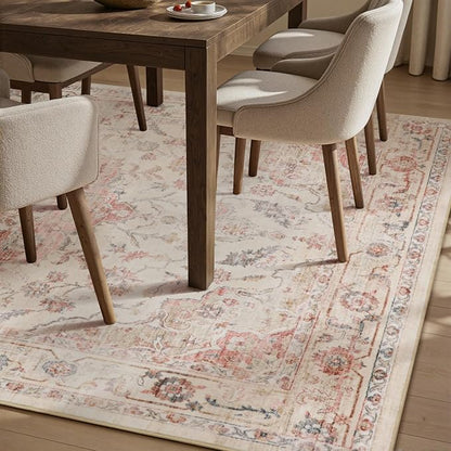 PADOOR 9X12 Area Rug,Rugs for Living Room,Soft Pink Rugs for Bedroom,Machine Washable Rug Non Slip Carpet for Dining Room Living Room Bedside Office