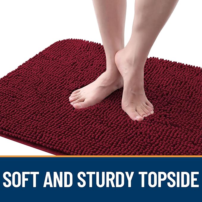 OLANLY Dog Door Mat for Muddy Paws 30x17, Absorbs Moisture and Dirt, Absorbent Non-Slip Washable Doormat, Quick Dry Chenille Mud Mat for Dogs, Entry Indoor Entryway Carpet for Inside Floor, Burgundy