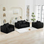 Boneless Living Room Sets, Modern Upholstered Loveseat with 2 Signle Sofa Chairs, Comfy Deep Seat Cloud Sofa Couch Sets for Living Room, Corduroy Black