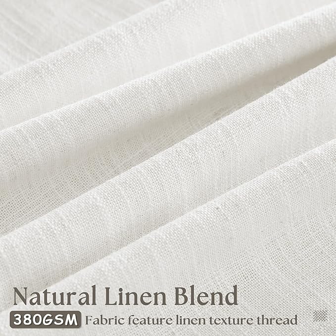 Off White Linen Pinch Pleated Curtains 80 Inches Long 2 Panels for Living Room Bedroom Beige White Textured Linen Pleated Hooks Rings Back Tab Boho Neutral Light Filter Curtain Drapes 80 Inch Length
