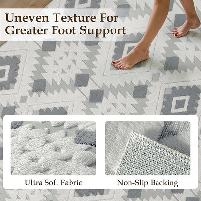 Ivory Grey 6x9 Area Rug Washable Living Room Moroccan Shag Carpet Non Slip Soft Neutral Boho Plush Pile Large Throw Rug for Office Bedroom Dining Room Playroom
