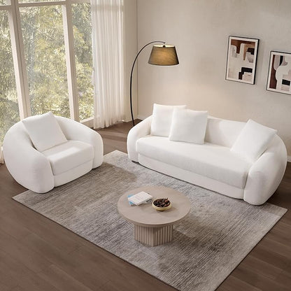 SICOTAS 49.9" Curved Convertible Sofa Couch Bed for Living Room Futon Cloud Boneless Sleeper Chair Pull Out Floor Couch with Deep Seat Single Sofa Foam Lounger No Assembly for Bedroom Apartment, White