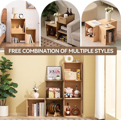 KIRIGEN Stackable Wood Storage Cube /Basket/ Bins Organizer for Home Books Clothes Toy Modular Open Cubby Storage System - Office Bookcase Closet Shelves F26-NA