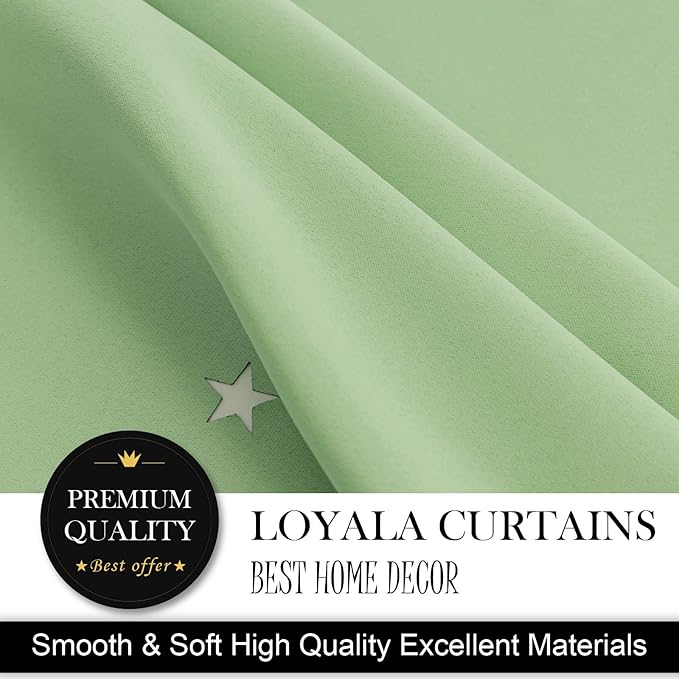 Stars Curtains Double Layer Curtains Blackout Curtains for Bedroom Kids Curtains Cute Curtains Kids Blackout Curtains, Curtains 96 Inches Long 2 Panels Set, Green Curtains, 52 X 96 Inches