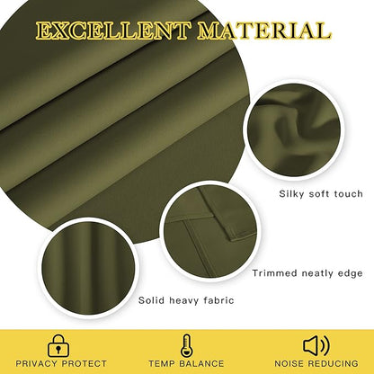 NICETOWN Blackout Curtains & Drapes - Privacy Thermal Efficiency Backdrop Curtains for Bedroom Room Divider Living Room Patio Sliding Glass Door, Wide 80 x Long 144 inch, Olive Green, 1 Panel