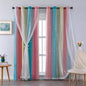 XiDi Curtains for Bedroom Decor, Rainbow Pink-Blue-34-90