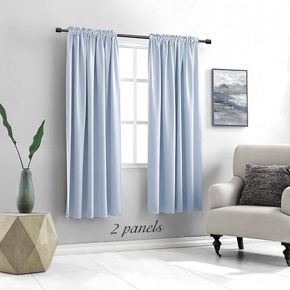 DONREN Dream Blue Living Room Curtain Panels,Energy Saving Thermal Insulated Room Darkening Drapes/Draperies (Light Blue,1 Pair,42 by 72 inch)