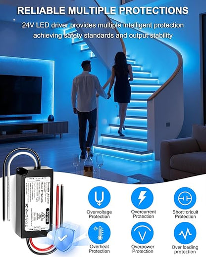 96W 24V Dimmable LED Driver UL Listed, DC 24V Triac ELV/MLV LED Dimmable Power Supply Compatible with Lutron & Leviton Switches 96 Watt LEDs Transformer 24 Volt Smooth Flicker Free Dimming