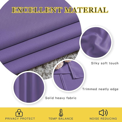 NICETOWN Blackout Curtain Panels 95" L - Window Treatment Energy Saving Thermal Insulated Solid Grommet Blackout Drapes for Living Room (Lilac Purple, 1 Pair, 80 by 95-Inch)