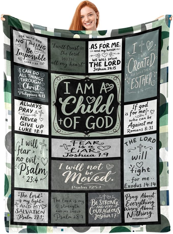Christian Throw Blanket for Couch, Inspirational Gift for Women, Soft Plush Flannel Blanket, 40"x 50" Thoughts and Prayers Blankets for Bedroom Sofa Living Room Christmas Halloween Decoration