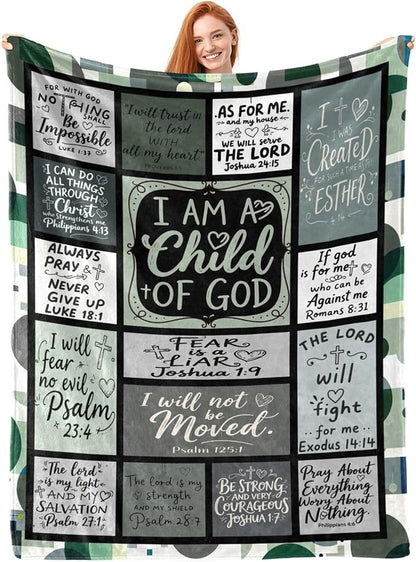 Christian Throw Blanket for Couch, Inspirational Gift for Women, Soft Plush Flannel Blanket, 40"x 50" Thoughts and Prayers Blankets for Bedroom Sofa Living Room Christmas Halloween Decoration