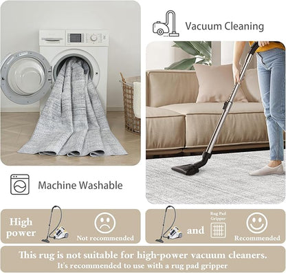 Area Rugs 6x9, Machine Washable Modern Soft Rugs for Living Room Floor Non-Slip Carpet for Nursery Bedroom Indoor Home Office Light Grey 6x9