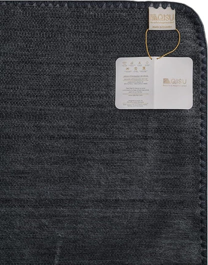 QISU Alpaca Wool Blanket Throw | Large, Beautiful, Warm, Solid | 85 x 65 inches | Ultra-Soft, Hypoallergenic and Breathable | Non-Itchy or Scratchy Fabric (Dark Grey Solid)