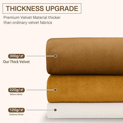 StangH Brown Velvet Curtains Luxurious Thermal Insulated Drapes for Living Room & Bedroom, Soft Noise Reducing Light Blocking Curtains Elegant Home Decor, W52 x L92, 2 Panels
