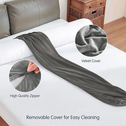 SyMax 7.8"x60" Body Pillow for Queen Bed, Bolster w/Removable Polyester Cover, Headboard Gap Filler Pillow, Dark Grey