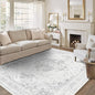 6x9 Vintage Washable Area Rugs Boho Medallion Large Distressed Retro Accent Carpet Floral Non-Slip Soft Low Pile Indoor Throw Rug for Living Room Bedroom Dining Room Office Kitchen, Gray