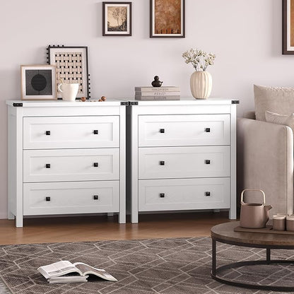 3-Drawer Dresser, Small Wooden Chest of Drawers with Metal Knobs, Water-Resistant Top, Storage Organizer with Anti-Tip Kit for Bedroom, Nursery, Living Room