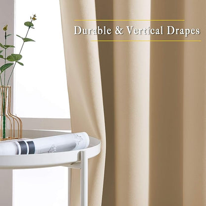 NICETOWN Blackout Biscotti Beige Curtains 84 inches Long, Thermal Insulated Solid Grommet Vertical Drapes Room Darkening Window Treatments for Bedroom, 2 Panels, W40 x L84
