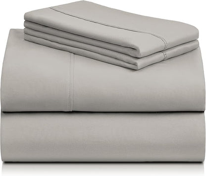 LuxClub 4 PC California King Sheet Set, Deep Pockets Wrinkle Free Cooling Bed Sheets Hotel Bedding for Women, Men, Includes 1 Fitted Sheet, 1 Flat Sheet and 2 Pillowcases-Light Taupe