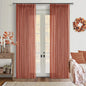 Pinch Pleated Terracotta Linen Curtains 84 Inches Long 2 Panels Set for Living Room Dining Pinch Pleat Back Tab Light Filtering Farmhouse Boho Retro Window Curtain Drapes Red Clay Autumn Fall Decor