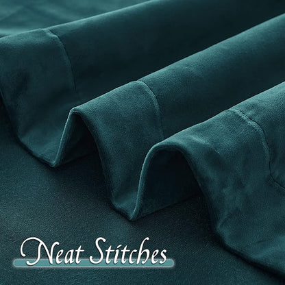RYB HOME Velvet Curtains 90 inches Length, Back Tab & Rod Pocket Soft Fabric Curtains & Drapes for Bedroom Room Divider, Peacock Blue, W 62 x L 90, 2 Panels Set