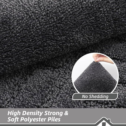 BEQHAUSE Door-Mat-Non-Slip Dirt Trapper Door Mats Low-Profile Front Door Mat Absorbent Floor Mats for Entryway Washable Mud Resistant Home Entrance Doormat, Dark Grey, 24"x60"
