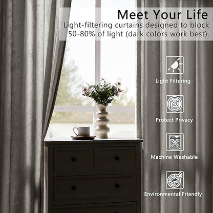 SMILETIME Silver Grey Crushed Velvet Curtains 52x96inch Rod Pocket Luxurious Thermal Insulated Soundproof Drapes Soft and Durable Light-Filtering Window Treatments for Living Room Bedroom, 2 Panels