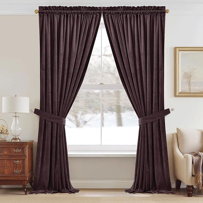 StangH Purple Curtains 84 Inch - Luxury Thermal Light Blocking Privacy Velvet Drapes for Bedroom & Living Room, Super Soft Noise Reducing Window Treatments, W52 x L84, 2 Panels