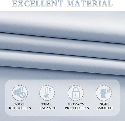 DONREN 48 Inch Curtains Light Blue Blackout Curtains - All Season Thermal Insulated Rod Pocket Curtain Panels for Kids Room (2 Panels,52 W by 48 inches Long)
