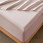 MooMee Fitted Bottom Sheet Only 100% Washed Cotton Linen Like Textured Breathable Durable Soft Comfy Deep Pocket Fits Mattress up to 17" (Greyish Pink, King)