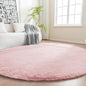 Amazon Basics Fluffy Washable Round Area Rug, Circle Shaggy Carpet for Living Room, Bedroom, Nursery, 5'R, Pink